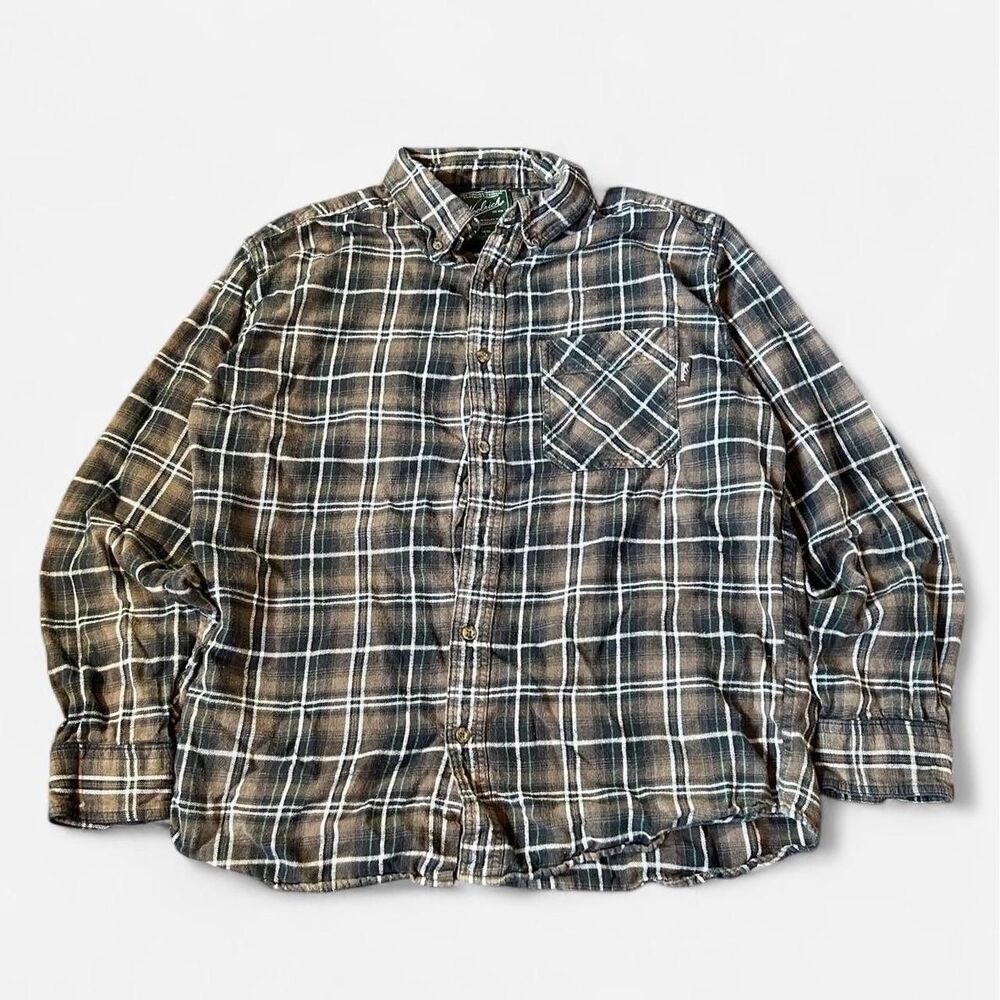 VTG 90s Woolrich heavyweight brown plaid button up long sleeve shirt